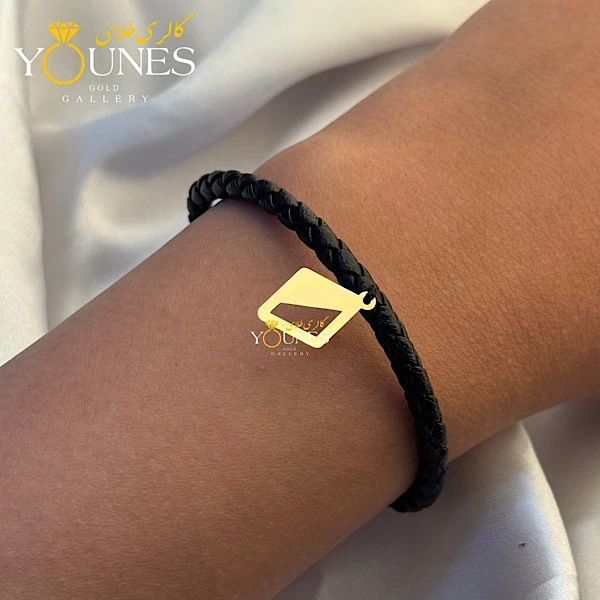 دستبند چرم لوزی طلا